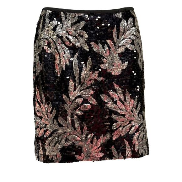 Walter Baker Letty Skirt Size 6 Black and Silver Sequin Mini Skirt Zip Back NWT - Picture 2 of 8